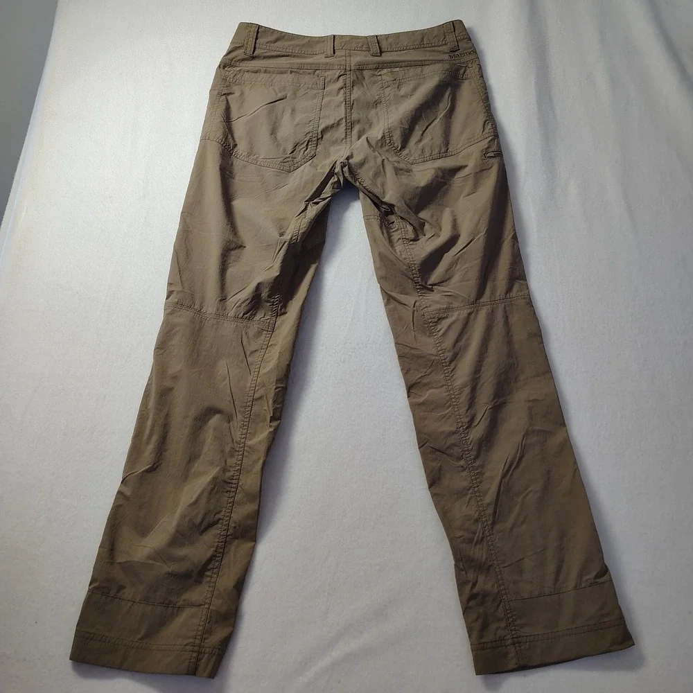 Marmot Men's Nylon Pants size 32x31 Tan Zipper Tech‎ Pocket Stretch Trail Hiking